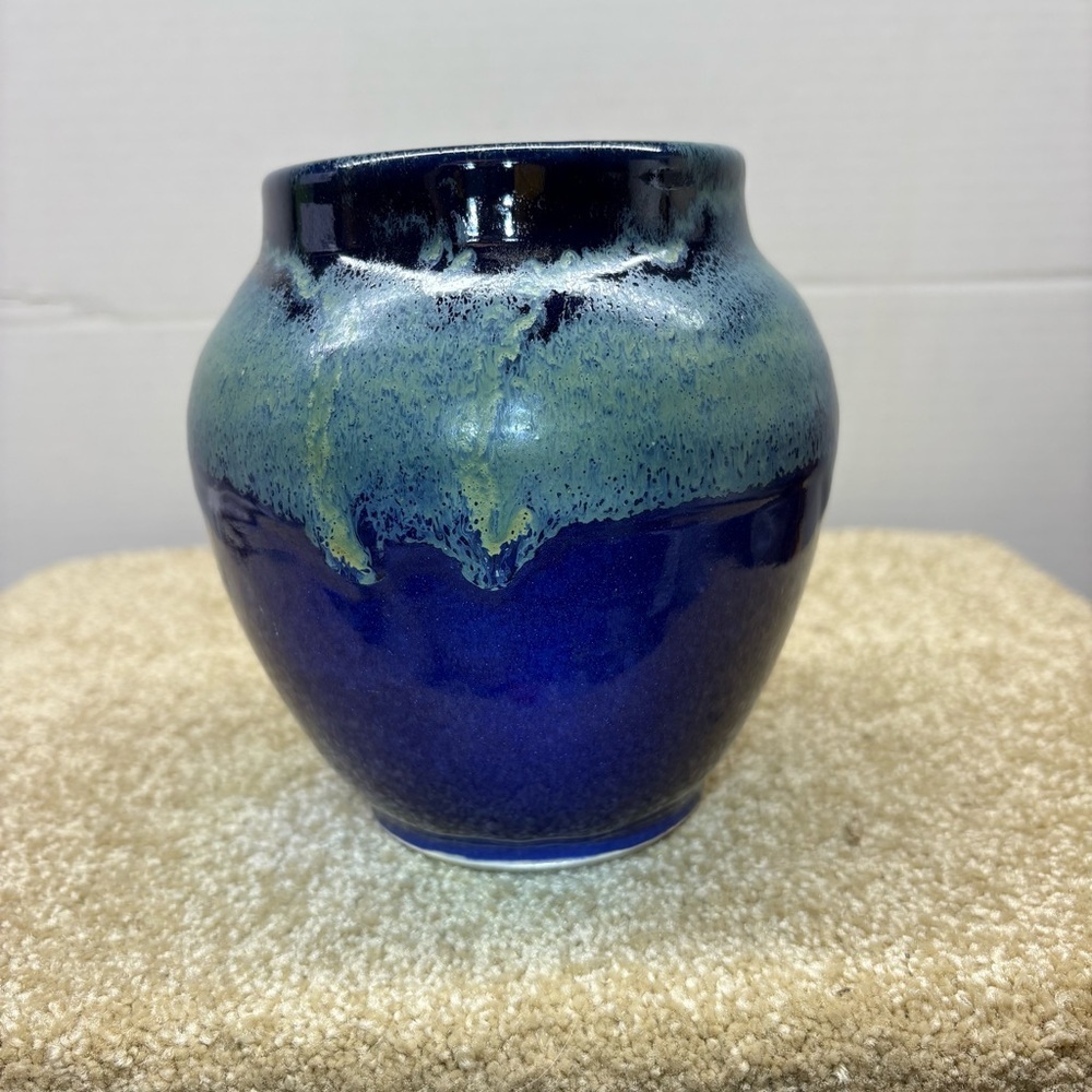 Stunning Cobalt Blue 6” Vase Handcrafted In Zurich Signed Dated 2020 Art Pottery